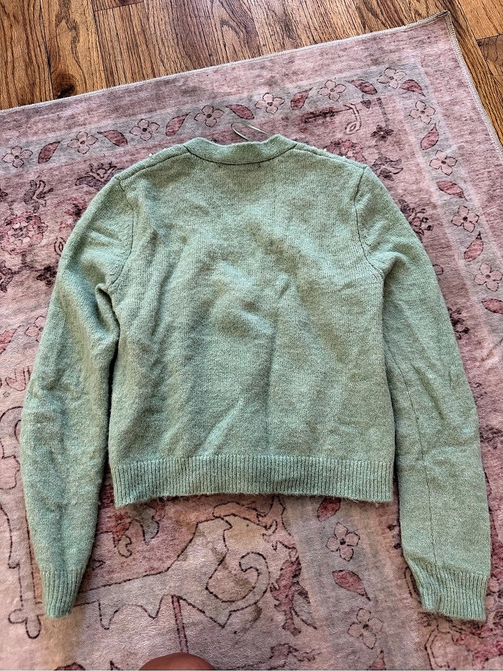 Zara Pearl Embellished Knit Cardigan Green small - Picture 4 of 4